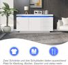 Sideboard mit LED, Hochglanz & 3 Schubladen, 140x35x72,5 cm, Weiß Bild 3