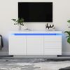 Sideboard mit LED, Hochglanz & 3 Schubladen, 140x35x72,5 cm, Weiß Bild 2
