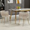 Elegantes 2er-Set Samt-Esszimmerstühle mit goldenen Metallbeinen und handgewebtem Design in Ivory Bild 5