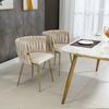 Elegantes 2er-Set Samt-Esszimmerstühle mit goldenen Metallbeinen und handgewebtem Design in Ivory Bild 3