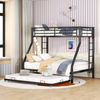 Etagenbett 90/140×200 cm mit Ausziehbett 90×190 cm, Rausfallschutz und Leitern beidseitig, Schwarz, ohne Matratze Bild 1