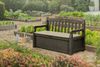 Dmora Aufbewahrungstruhe für draußen Chestermere, Gartenbox, Outdoor-Truhe, Stauraumbank für außen, 140x60 h84 cm, Braun und Beige Bild 2