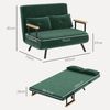 HOMCOM Schlafsofa 4 in 1 2 Sitzer Sofa mit Schlaffunktion, 183x98,5 cm Klappbar Schlafsessel mit 5-stufig Verstellbarer Rückenlehne, Armlehne, Lendenkissen Samtoptik für Wohnzimmer, Grün Bild 3