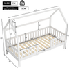 Bett Kinderhausbett 90x200 cm aus Kiefernholz mit Dach und Zaun, weiß, ohne Matratze Bild 5