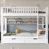 Etagenbett 90x200 cm aus Kiefernholz und MDF mit 3-stufiger Leiter, Rausfallschutz, Regalen und Schubladen Bild 4