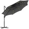 SONGMICS Sonnenschirm, Ampelschirm, 300 cm, 28 Solar-LED-Leuchten, UPF 50+, Gartenschirm, um 360° drehbar, Neigungswinkel stufenlos verstellbar, mit Kurbel, Kreuzfuß,Grau Bild 4