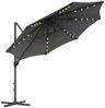 SONGMICS Sonnenschirm, Ampelschirm, 300 cm, 28 Solar-LED-Leuchten, UPF 50+, Gartenschirm, um 360° drehbar, Neigungswinkel stufenlos verstellbar, mit Kurbel, Kreuzfuß,Grau Bild 5
