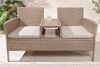 riess-ambiente Gartenbank PORTOFINO 140cm natur / beige (Einzelartikel, 1-St), Polyrattan · Balkon · Terrasse · Outdoor 2-Sitzer mit Tisch & Kissen Bild 2
