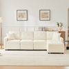 Flieks 4-Sitzer Sofa mit hydraulisches Stauraum und 1 Hocker, L280xT83xH85 cm, L-förmiges Sofa Ecksofa Polstersofa inkl. Kissen, Cordstoff Beige Bild 3