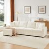 Flieks 4-Sitzer Sofa mit hydraulisches Stauraum und 1 Hocker, L280xT83xH85 cm, L-förmiges Sofa Ecksofa Polstersofa inkl. Kissen, Cordstoff Beige Bild 4