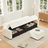 Flieks 4-Sitzer Sofa mit hydraulisches Stauraum und 1 Hocker, L280xT83xH85 cm, L-förmiges Sofa Ecksofa Polstersofa inkl. Kissen, Cordstoff Beige Bild 2