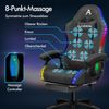 Gaming-Stuhl LED RGB Massage Lordosenstütze Fußstütze Grau Bild 4