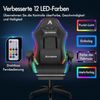 Gaming-Stuhl LED RGB Massage Lordosenstütze Fußstütze Grau Bild 5
