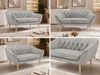 Polstersofa PIRS 2 Skandinavisches Sofa 2-Sitzer, Sofa mit Wellenfederung, Breite 140 cm, Buche Füße Hoher Sitzkomfort - Hellgrau Velvet Bild 2