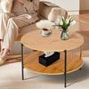 Runder Couchtisch Holz Satztisch mit Quasten Beistelltisch 2 Etagen Metallrahmen Bild 4