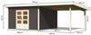 Gartenhaus Northeim 5 - 369x369 cm plus Anbaudach 3,30m, 38 mm Holz terragrau, Karibu Bild 2