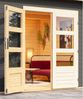 Gartenhaus Northeim 5 - 369x369 cm plus Anbaudach 3,30m, 38 mm Holz terragrau, Karibu Bild 4