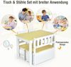 4-teiliges Tisch- und Stuhl-Set für Kinder 2 in 1 Set aus Holz für Kleinkinder Natur + Weiß Bild 5