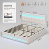 MSMASK Polsterbett Hydraulisches Stauraumbett mit höhenverstellbarem Kopfteil (Ohne Matratze), Funktionsbett, Jugendbett mit LED-Beleuchtung und Ladeanschlüssen Bild 2