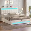 MSMASK Polsterbett Hydraulisches Stauraumbett mit höhenverstellbarem Kopfteil (Ohne Matratze), Funktionsbett, Jugendbett mit LED-Beleuchtung und Ladeanschlüssen Bild 4