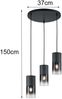 Zeitlose LED Pendelleuchte aus schwarz mattem Metall & Rauchglas, Ø 37cm Bild 3