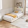 ADWOLT Polsterbett Doppelbett Stauraumbett mit Kopfteil und Lattenrost (1-tlg, Jugendbett), 90x200 cm,Mit LED-Licht und USB+Typ C,2 Schubladen,Samtstoff,Beige Bild 3