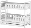 Kids Collective Hochbett 90x200 mit Ausziehbettfunktion Etagenbett Kinderbett zwei Schubladen Kinder 2 Lattenrost Rausfallschutz mit drei Matratzen in weiß Bild 2
