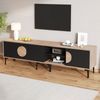 TV-Schrank 180 x 35 x 49 cm in Holzoptik und Schwarz, mit 3 Türen und 2 offenen Fächern Bild 4