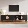 TV-Schrank 180 x 35 x 49 cm in Holzoptik und Schwarz, mit 3 Türen und 2 offenen Fächern Bild 3