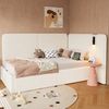 Daybett 90x200 cm mit hydraulischem Stauraum, Polsterbett, Tagesbett, Schlafsofa mit USB-Ladeanschluss und Leselampe, beige, Bouclé Bild 2