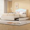 Polsterbett 90×200 cm mit LED, 2 Schubladen und verstellbarem Kopfteil, Beige Bild 4
