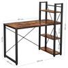 Vasagle Schreibtisch, mit Regalböden rechts oder links, Industrie-Design, Vintagebraun, 60 x 137,2 x 118,7 cm Bild 5
