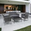 Bettso 'LUNGO' Gartenmöbel-Set 4-tlg. Sitzgruppe mit Sofa, 2 Sesseln und Tisch, Polyrattan Grau & Stahl Bild 5