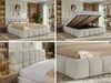 Doppelbett mit Gasdruckfeder, Polsterbett NIRA CLASSIC Holzlattenrost Bett mit Stauraum, gepolstertes Kopfteil Bettkasten Multipocket Matratze - 200 x 200 cm - Hellgrau Strukture - ELORI LUX Bild 2