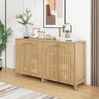 Sideboard 4-türig 145x40x80 cm mit Rattantüren und verstellbarem Regal – Natur Bild 5