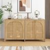 Sideboard 4-türig 145x40x80 cm mit Rattantüren und verstellbarem Regal – Natur Bild 2