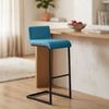 CLP 2er Set Barhocker Newport mit schwarzen Edelstahlgestellen und Fußstützen,blau Stoff Bild 3