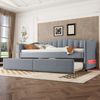 Schlafsofa mit Gästebett, LED-Beleuchtung und Lattenrost, 90x200 cm, Einzelbett, Polsterbett, Leinen Bild 2