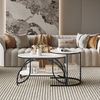 Furnishings Home Couchtisch Kaffeetisch 2er-Set runde Beistelltische aus Holz & Metall (2-St, Platzsparendes stapelbares Design, 80 x 46 x 45 cm + 52 x 51 cm), Moderne Kaffeetische für Wohnzimmer Schlafzimmer Bild 4