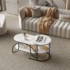 Furnishings Home Couchtisch Kaffeetisch 2er-Set runde Beistelltische aus Holz & Metall (2-St, Platzsparendes stapelbares Design, 80 x 46 x 45 cm + 52 x 51 cm), Moderne Kaffeetische für Wohnzimmer Schlafzimmer Bild 3