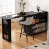 Merax Bartisch, Ausziehbar 360° Drehbare Sideboard mit Stauraum und LED-Beleuchtung, Reversibel Sideboard mit Lochbrett und Steckdosen(Schwarz) Bild 3