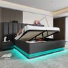 Stauraumbett Grau 160x200 cm mit LED-Beleuchtung, hydraulischem Bettkasten, USB- & Typ-C-Ladefunktion, Bettgestell Bild 5