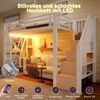 Hochbett mit RGB LED-Streifen und Regal, 90x200cm, Metallbett mit Rausfallschutz, Lattenrost und Treppe, Kinderbett Bild 5