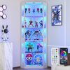 VOWNER Eckschrank 205 cm Beleuchtete Vitrine mit Glastüren, 5-stöckiges Eckregal (1-St) mit 3 Farblichtern & Bewegungssensor für Sammlerstücke, Bücher Bild 5