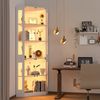 VOWNER Eckschrank 205 cm Beleuchtete Vitrine mit Glastüren, 5-stöckiges Eckregal (1-St) mit 3 Farblichtern & Bewegungssensor für Sammlerstücke, Bücher Bild 2