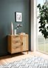 Kommode 80x82x36 cm Flurkommode Eiche-Dekor & Rattan, Sideboard mit drei Schubladen und Tür, Kommodenschrank Modern, Standschrank Anrichte Schubladenkommode Bild 3