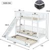 Merax 90x200/190cm Etagenbett mit Rollbett, Kinderbett, mit Fallschutzgitter, mit Rutsche und Regale, mit 4-stufiger gerader Leiter, Kiefer+MDF, Weiß Bild 4