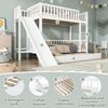 Merax 90x200/190cm Etagenbett mit Rollbett, Kinderbett, mit Fallschutzgitter, mit Rutsche und Regale, mit 4-stufiger gerader Leiter, Kiefer+MDF, Weiß Bild 5