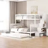 Etagenbett mit 2 Liegeflächen, Ausziehbett und Rausfallschutz, 90x200 cm/140x200 cm, Kinderbett, Holzbett Bild 3