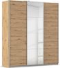 rauch Kleiderschrank, Schwebetürenschrank KULMBACH, 3-türig, 1 Spiegeltüre, inkl. Türdämpfer und weiterem Zubehör, Eiche Artisan, 203 x 231 x 62 cm Bild 3